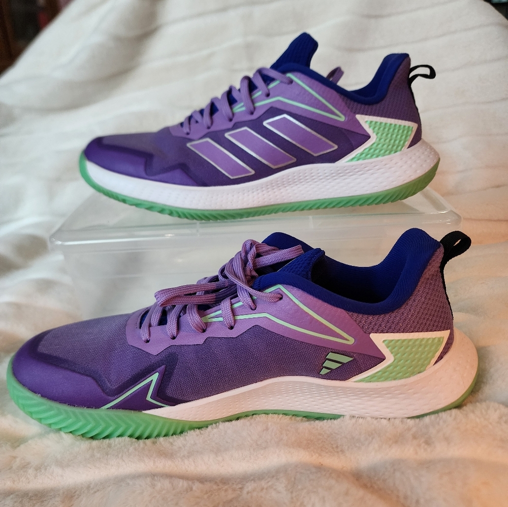 ADIDAS Women's Defiant Speed W Clay Sneaker Vibrant Purple and Mint Green